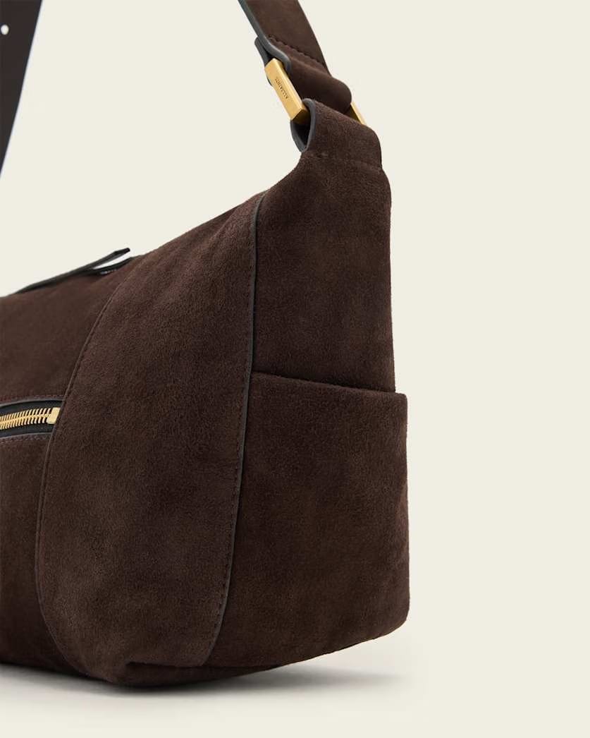 AllSaints Vega Suede Shoulder Bag Women's Bitter Brown Women's