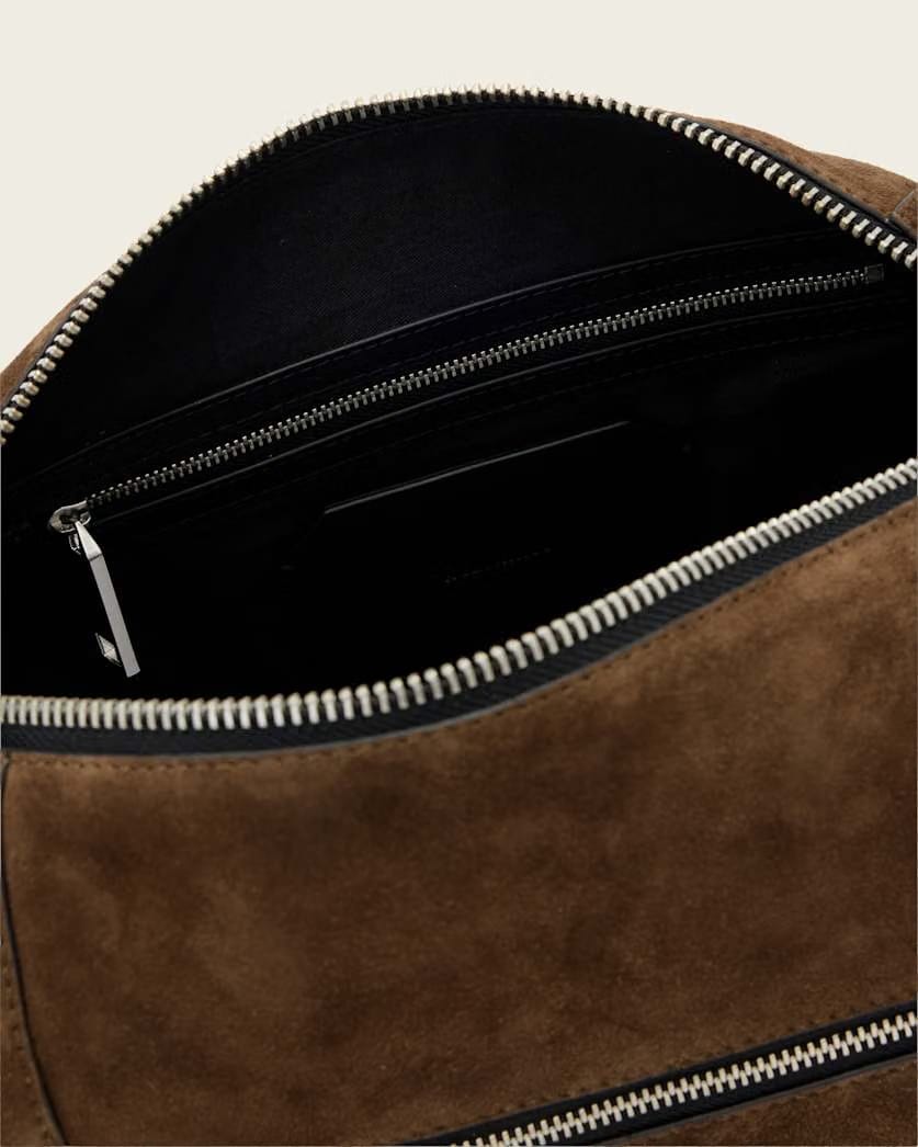 AllSaints Vega Suede Shoulder Bag Women's Fango Brown Women's