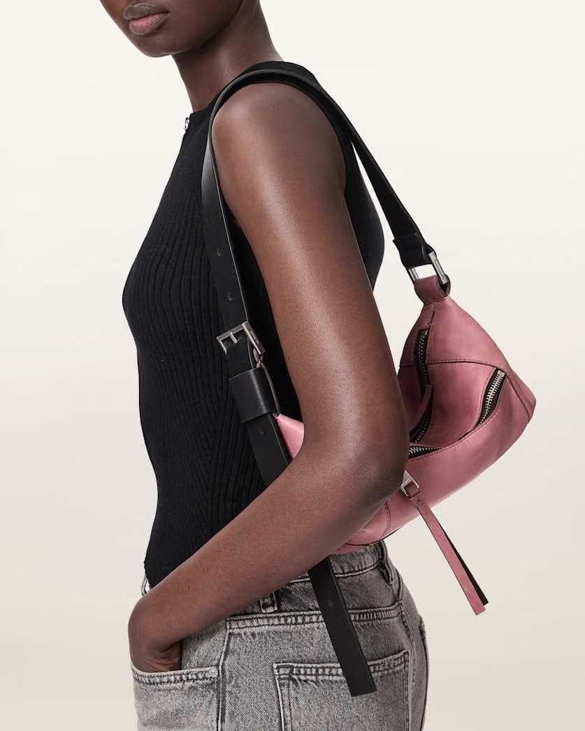 AllSaints Vega Mini Leather Shoulder Bag Women's Raspberry Pink Women's