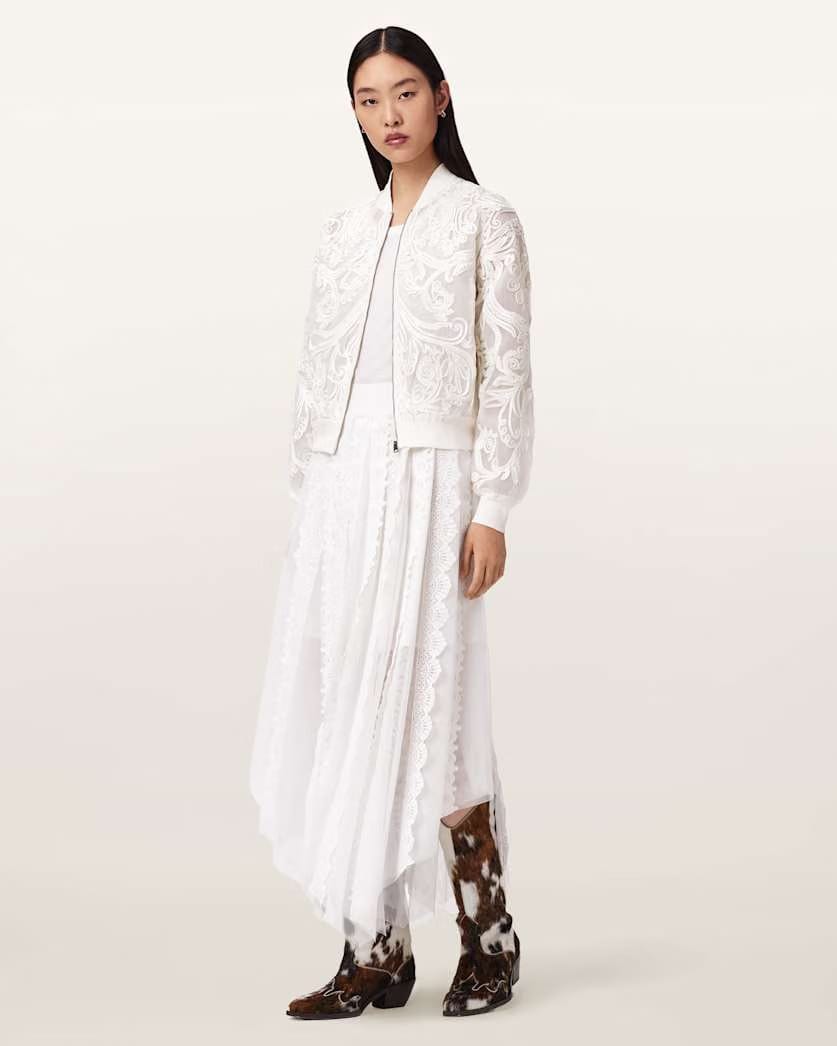 AllSaints Vashtie Lace Maxi Skirt Women's Optic White Women's
