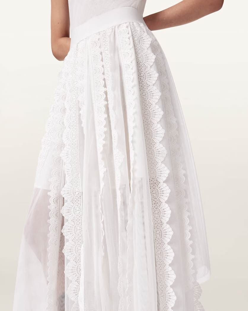 AllSaints Vashtie Lace Maxi Skirt Women's Optic White Women's