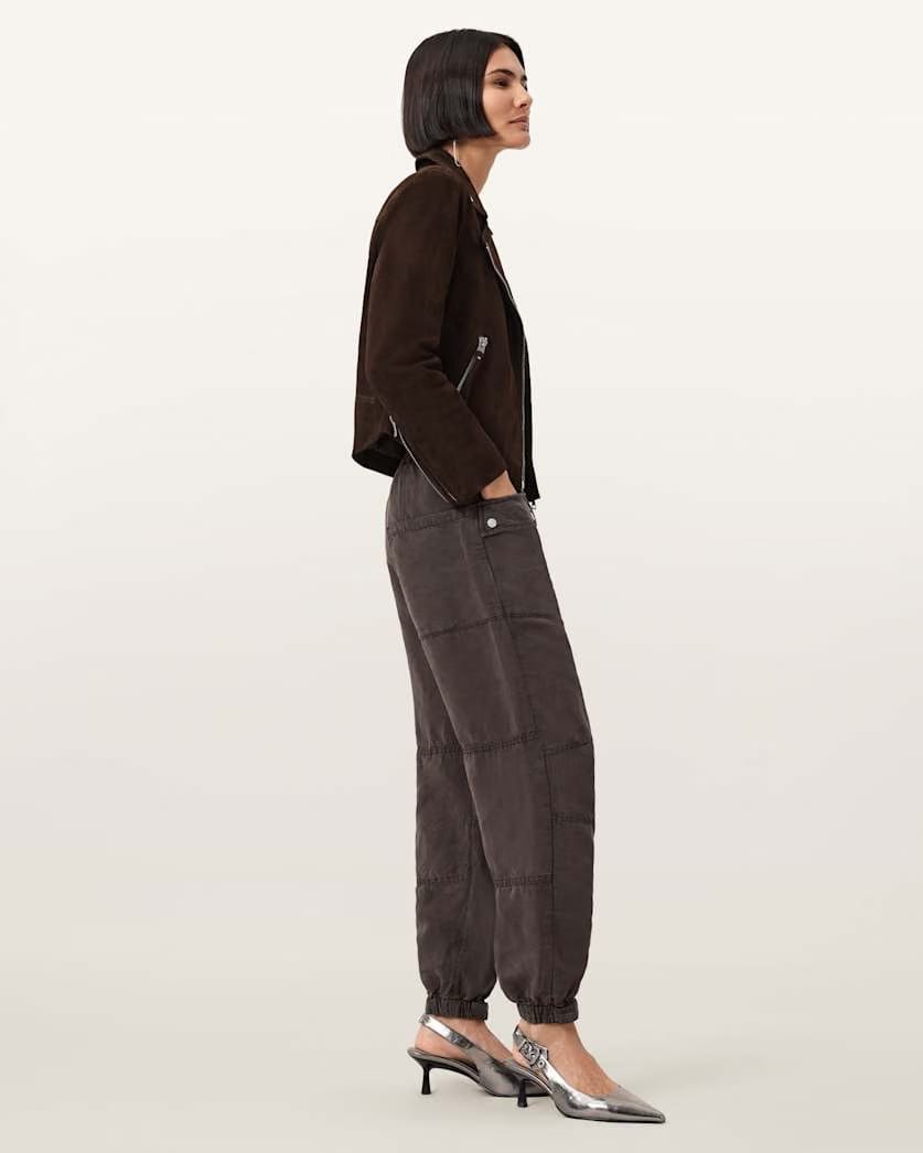 AllSaints Val Linen Blend Cargo Pants Women's Dark Brown Women's