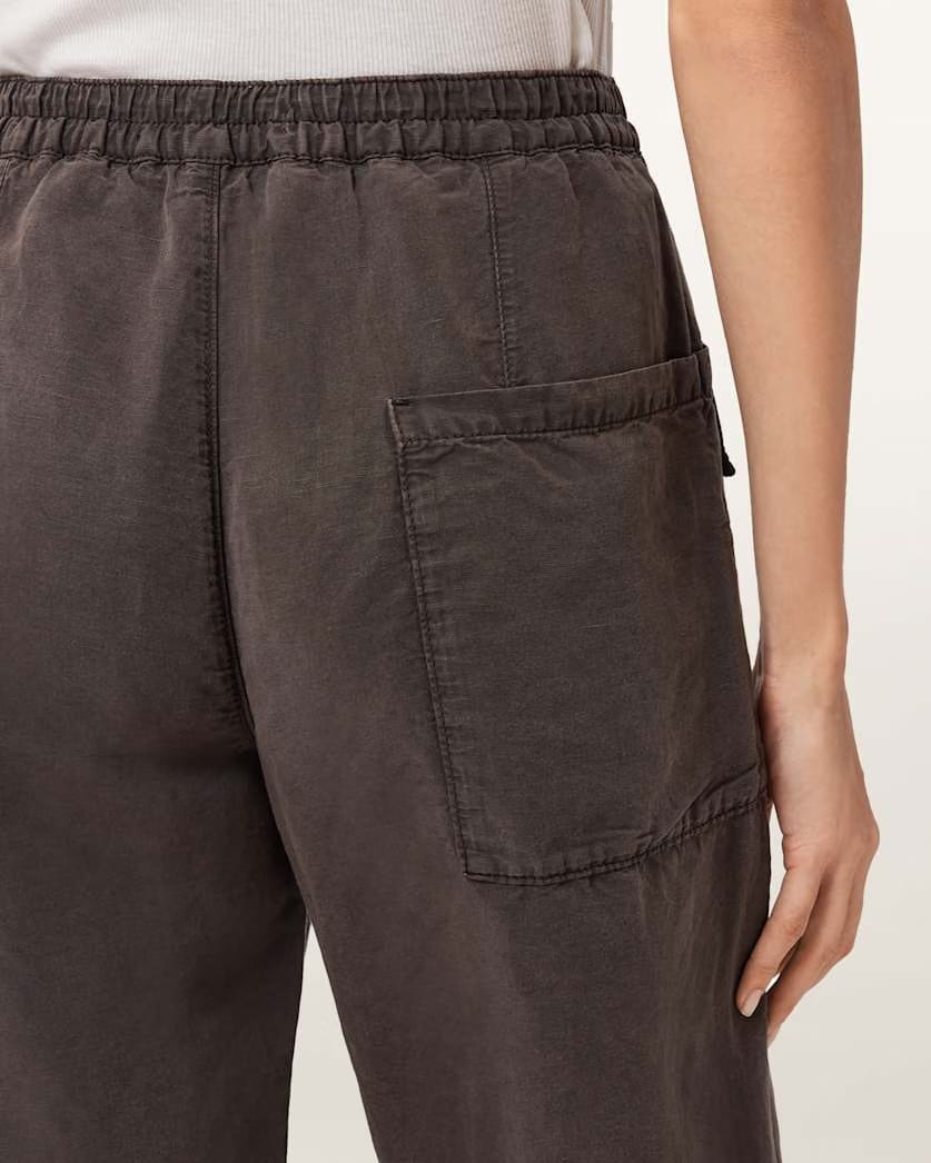 AllSaints Val Linen Blend Cargo Pants Women's Dark Brown Women's