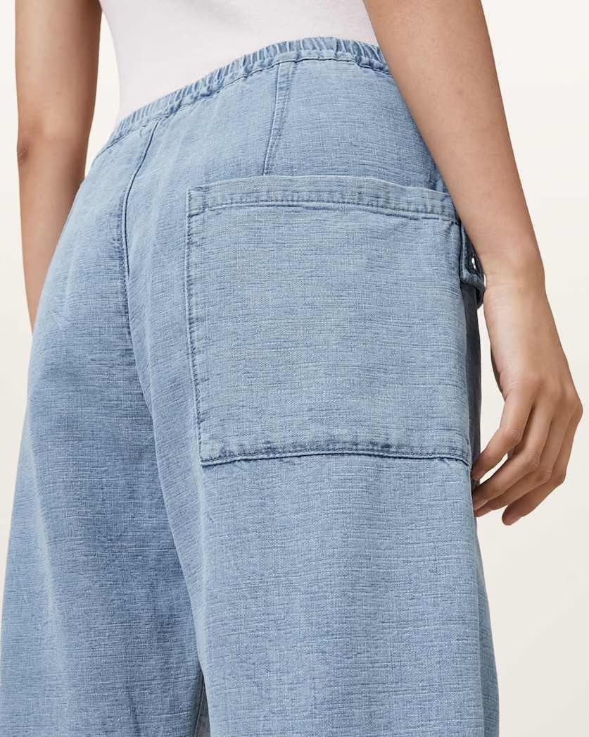 AllSaints Val High Rise Cargo Linen Blend Pants Women's Light Blue Women's