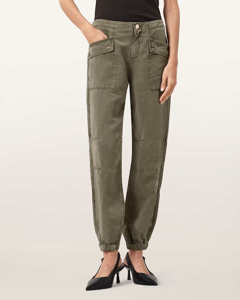 AllSaints Val Cargo Linen Blend Pants Women's Midnight Blue Women's