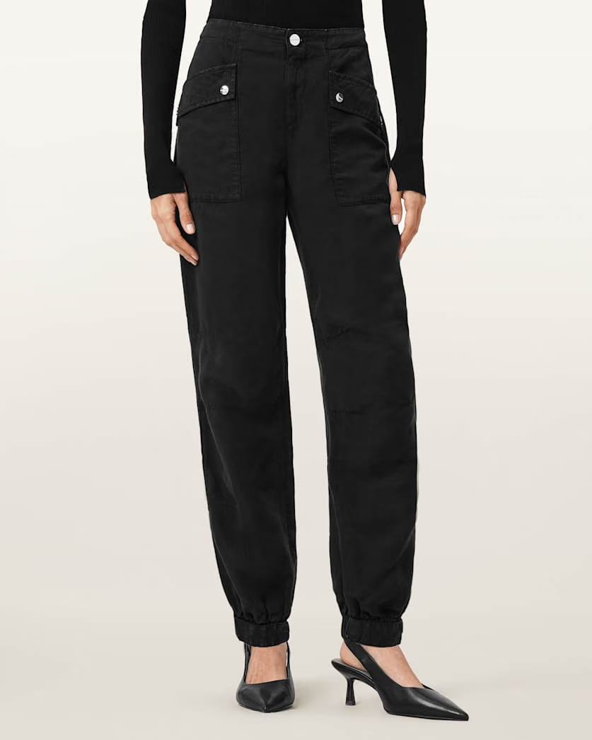 AllSaints Val Cargo Linen Blend Pants Women's Midnight Blue Women's
