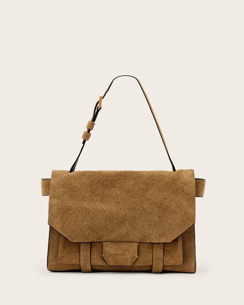 AllSaints Ursa Suede Satchel Bag Women's Biscuit Brown Women's