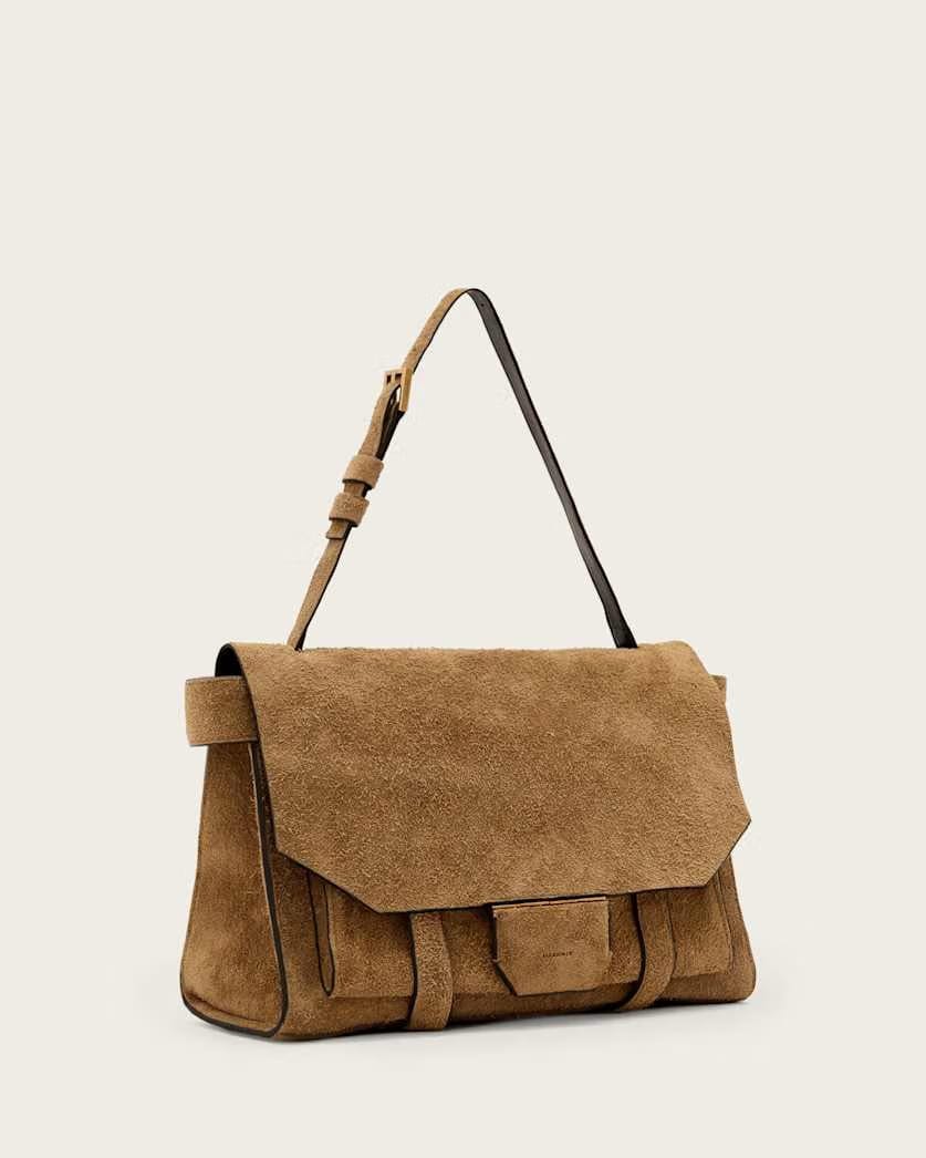 AllSaints Ursa Suede Satchel Bag Women's Biscuit Brown Women's