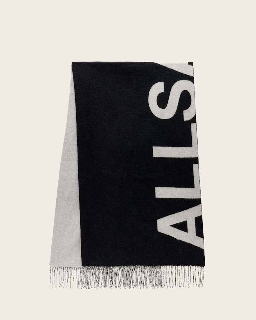 AllSaints Underground Reversible Wool Scarf Women's Black/White Women's