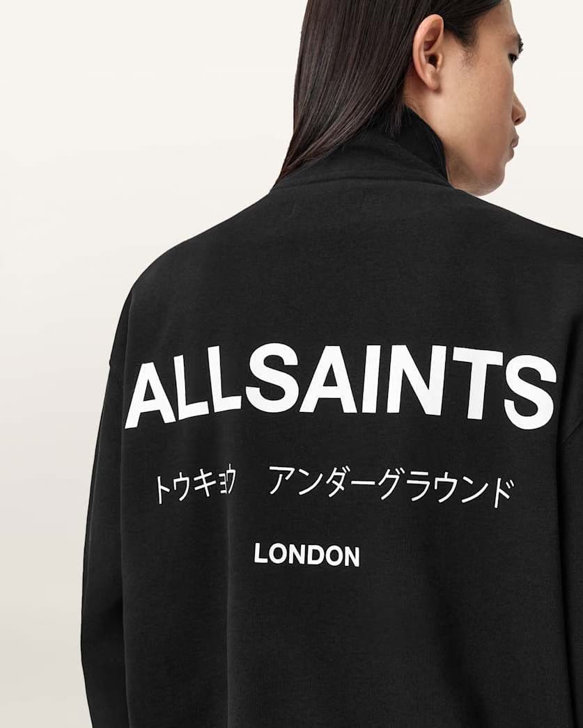 AllSaints Underground Half Zip Sweatshirt Bitter Brown