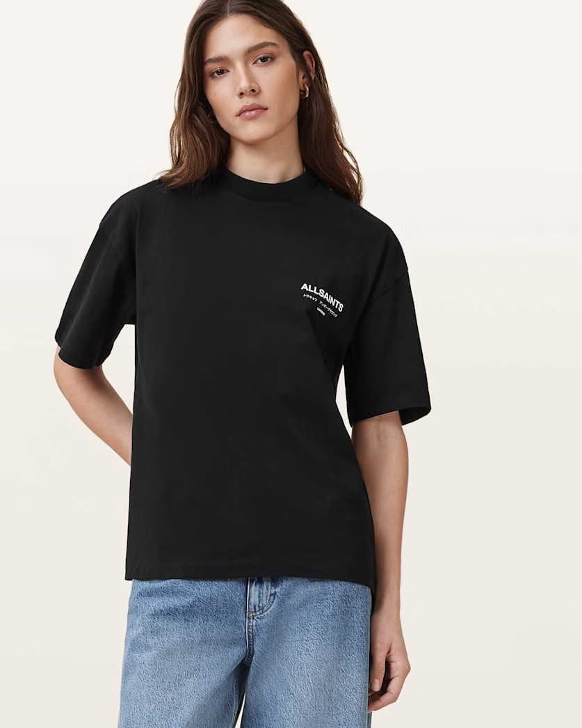AllSaints Underground Etta Oversized T Shirt Women's Black Women's