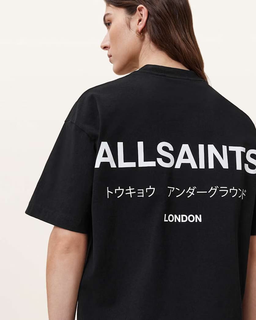 AllSaints Underground Etta Oversized T Shirt Women's Black Women's
