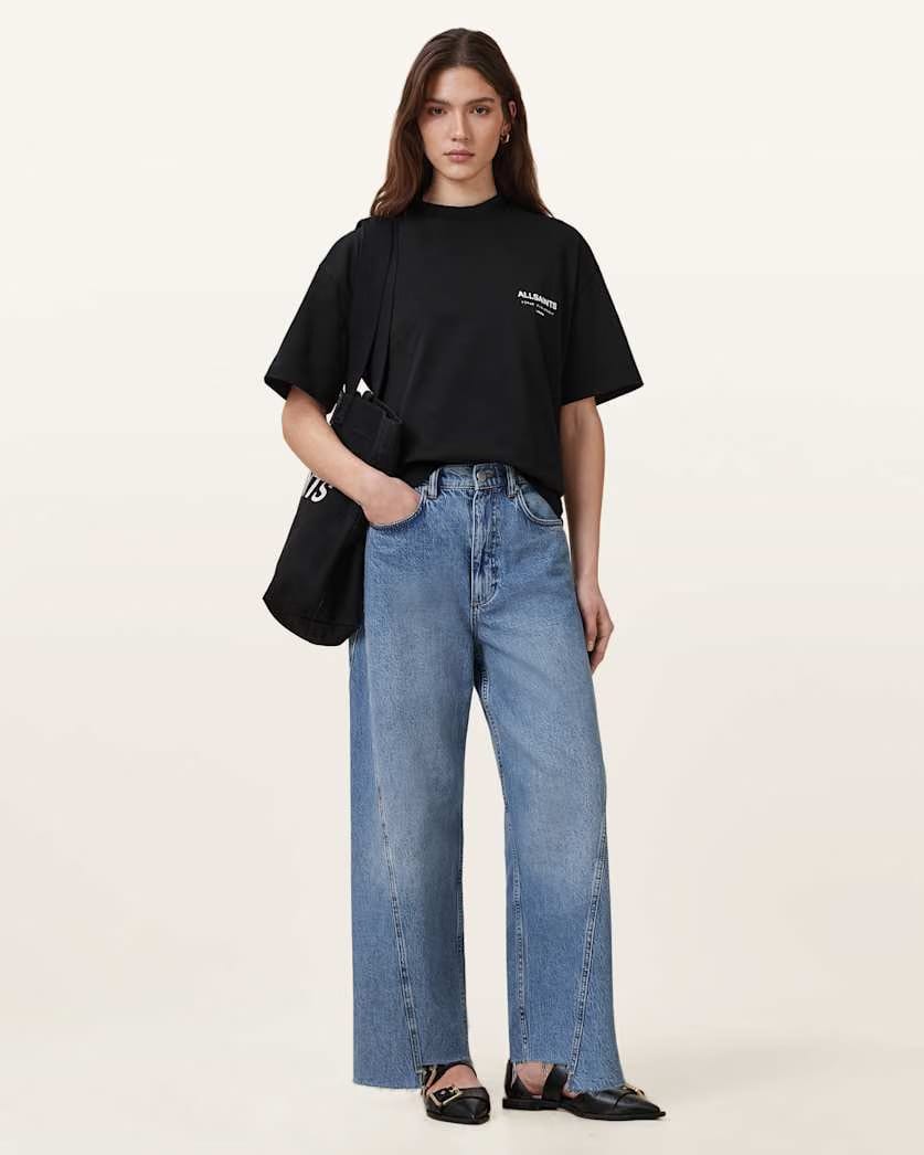 AllSaints Underground Etta Oversized T Shirt Women's Black Women's