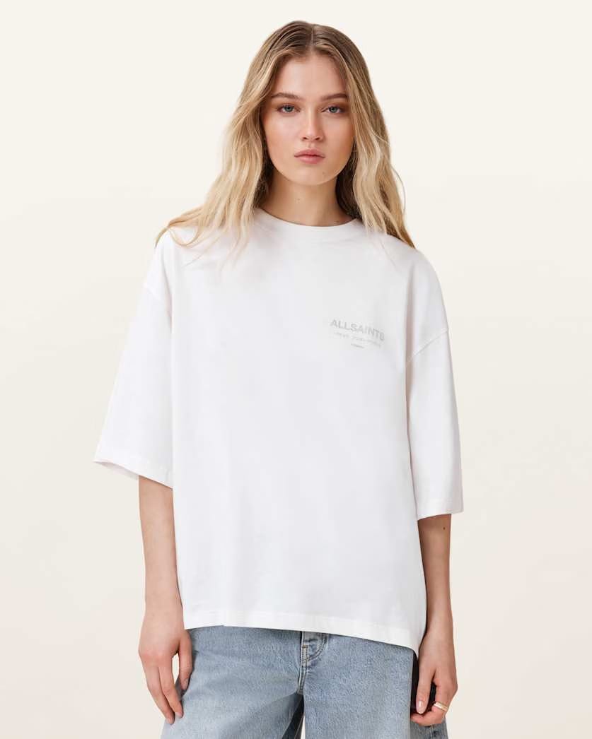 AllSaints Underground Amelie Oversized T Shirt Women's White Women's