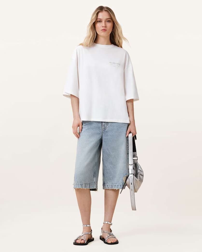AllSaints Underground Amelie Oversized T Shirt Women's White Women's