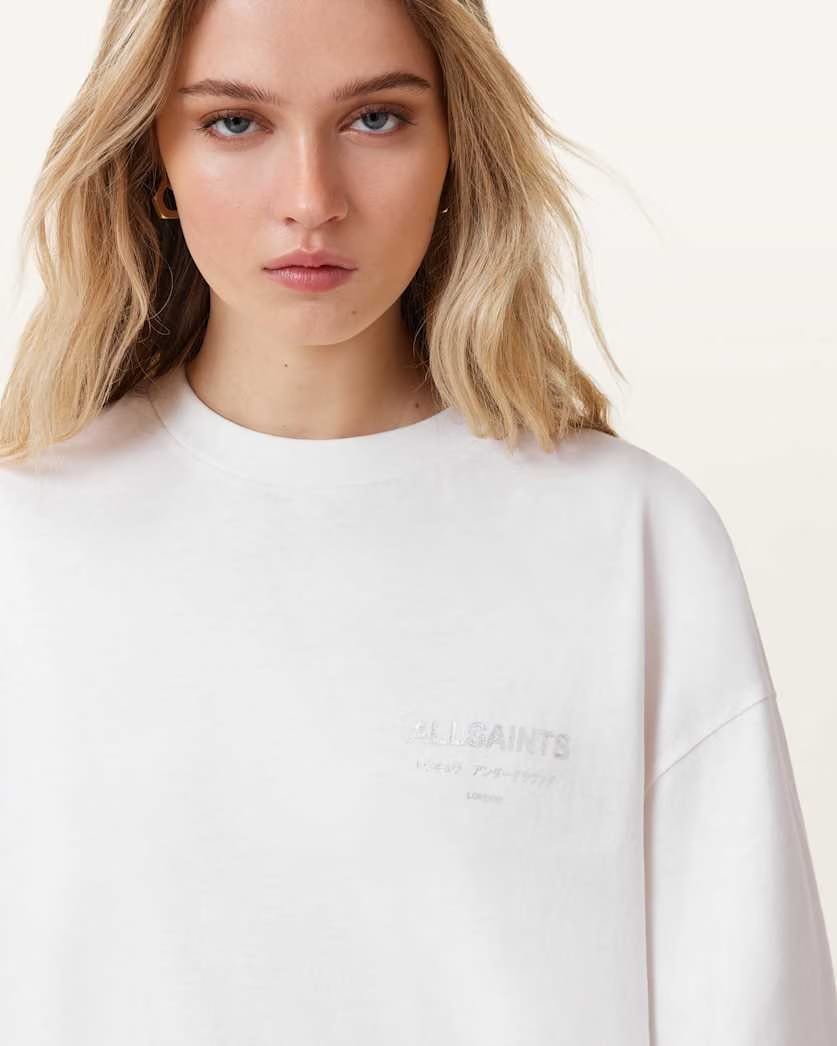 AllSaints Underground Amelie Oversized T Shirt Women's White Women's