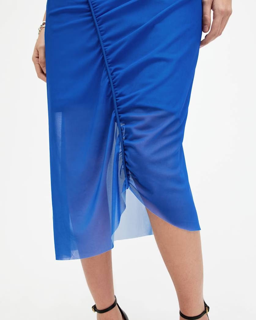 AllSaints Ulla Mesh Draped Midi Dress Women's Electric Blue Women's
