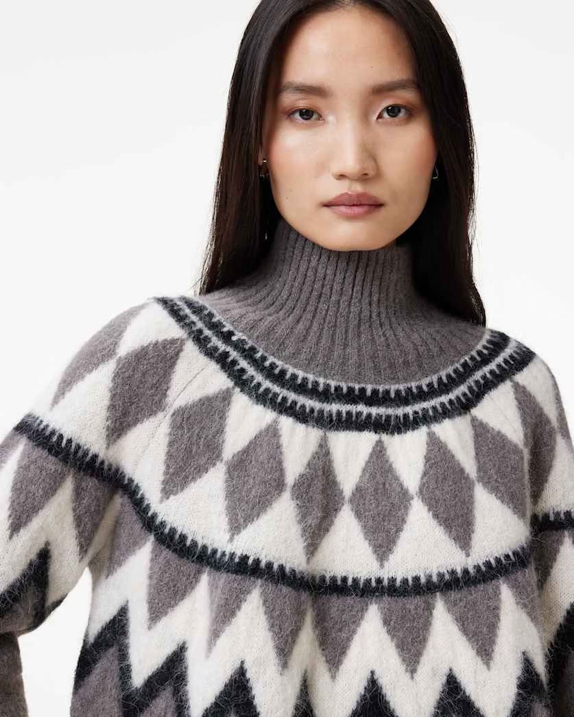 AllSaints Tura Funnel Neck Relaxed Fit Sweater Women's Eiffel Grey Women's