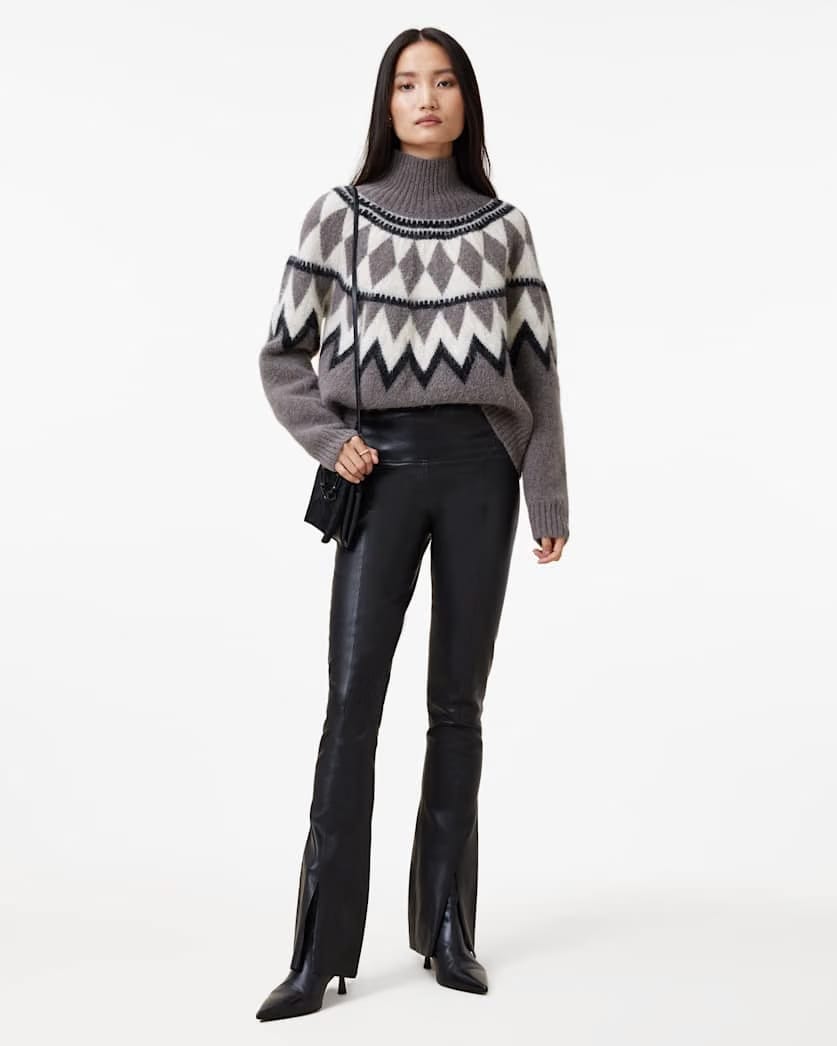 AllSaints Tura Funnel Neck Relaxed Fit Sweater Women's Eiffel Grey Women's