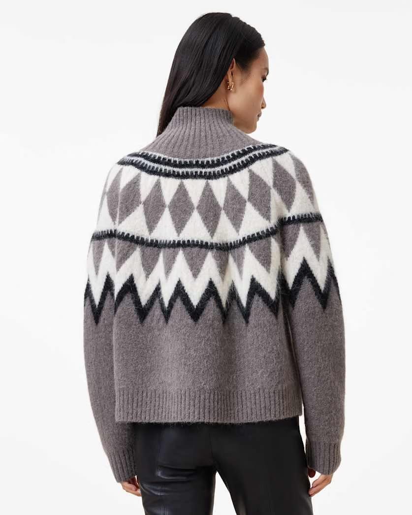 AllSaints Tura Funnel Neck Relaxed Fit Sweater Women's Eiffel Grey Women's