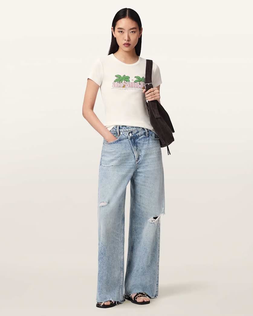 AllSaints Troppo Stevie Slim Fit T Shirt Women's Chalk White Women's