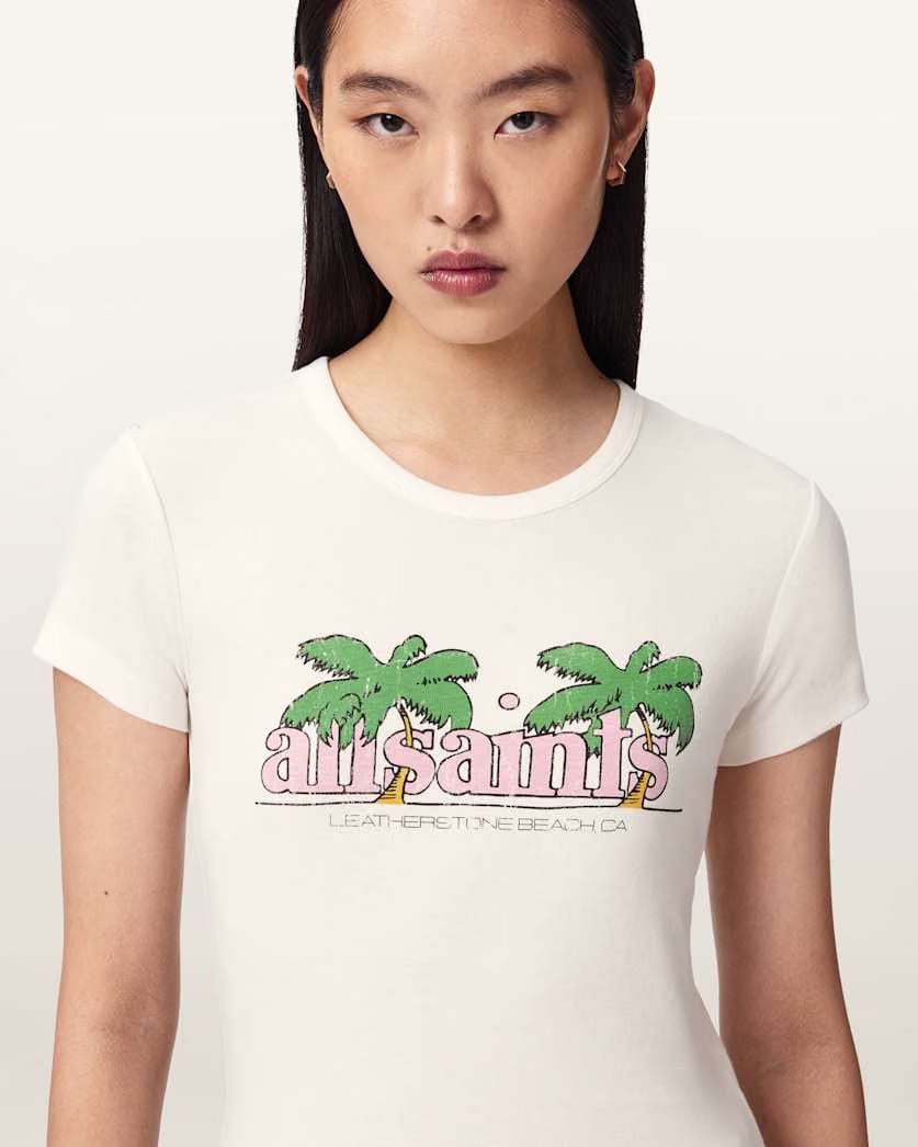 AllSaints Troppo Stevie Slim Fit T Shirt Women's Chalk White Women's