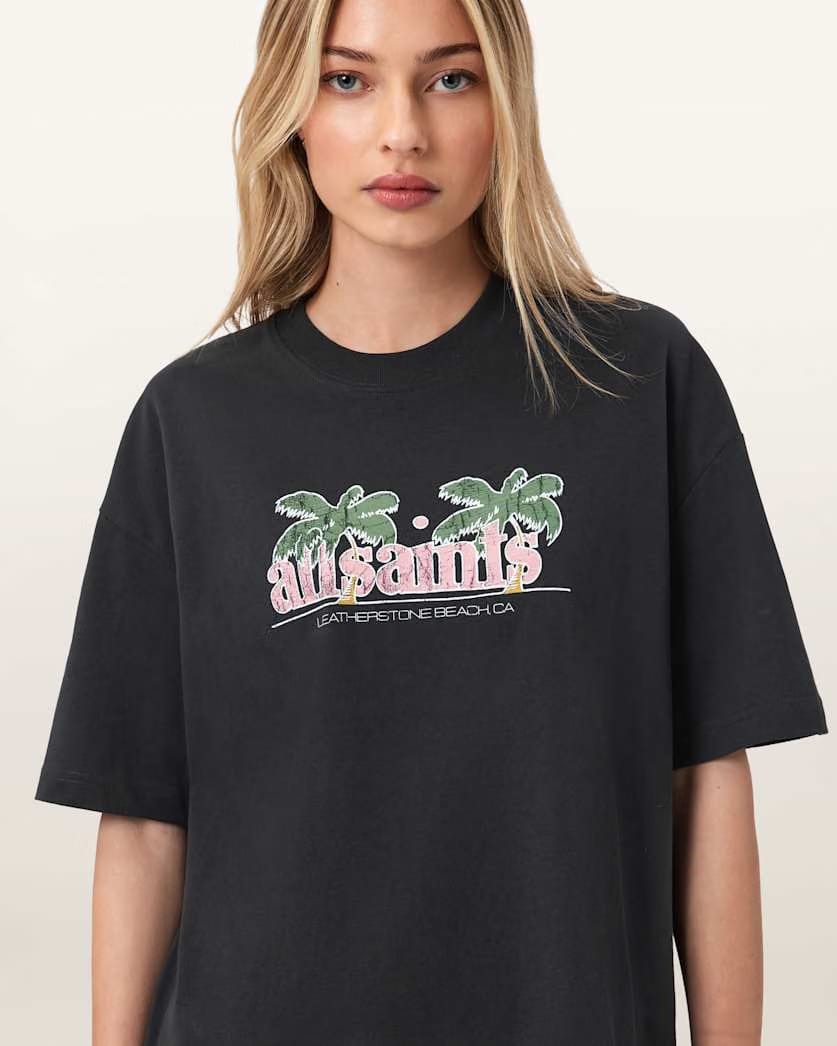 AllSaints Troppo Oversized Etta T Shirt Women's Washed Black Women's