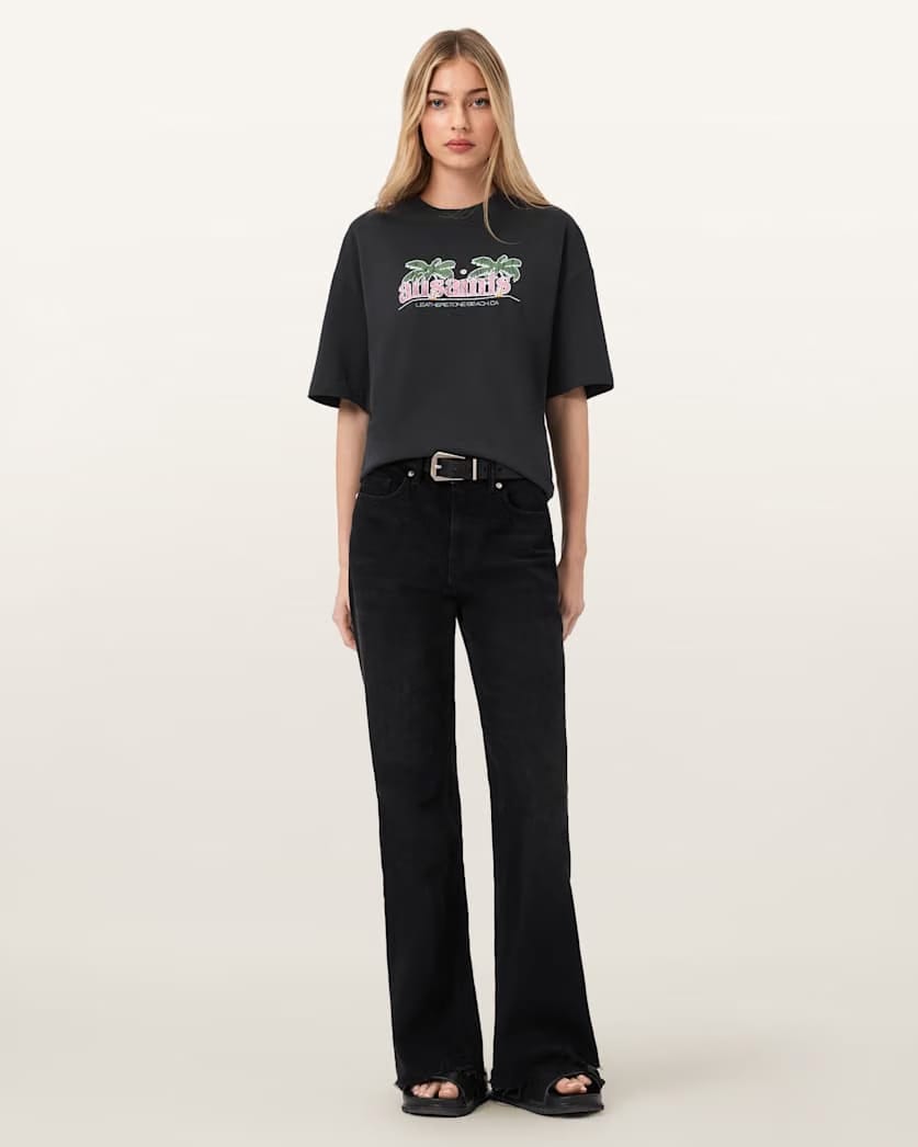 AllSaints Troppo Oversized Etta T Shirt Women's Washed Black Women's