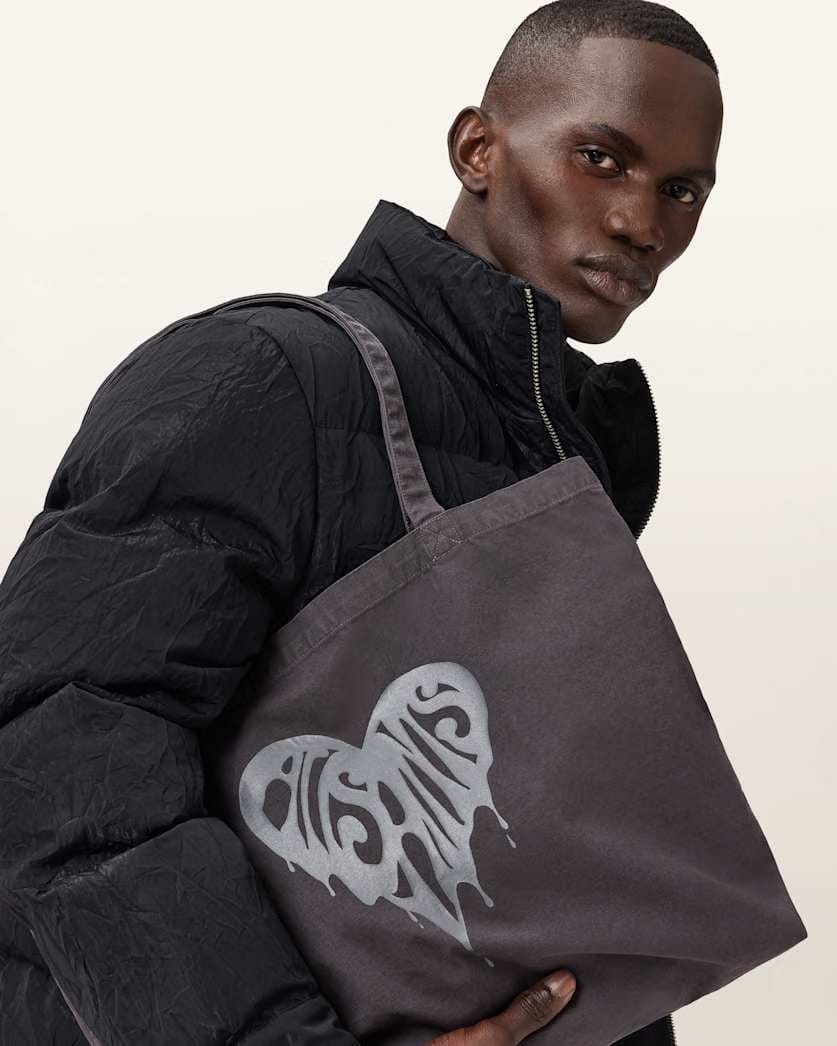 AllSaints Trip Cotton Tote Bag Washed Black