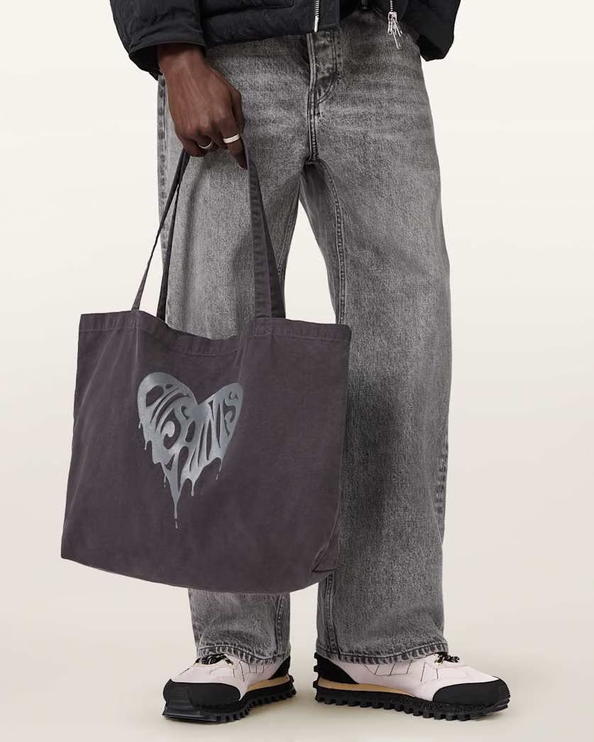 AllSaints Trip Cotton Tote Bag Washed Black