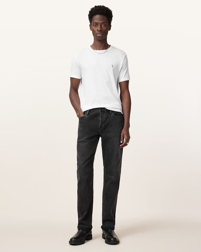 AllSaints Tonic Crew Neck Slim Ramskull T-Shirt Optic White