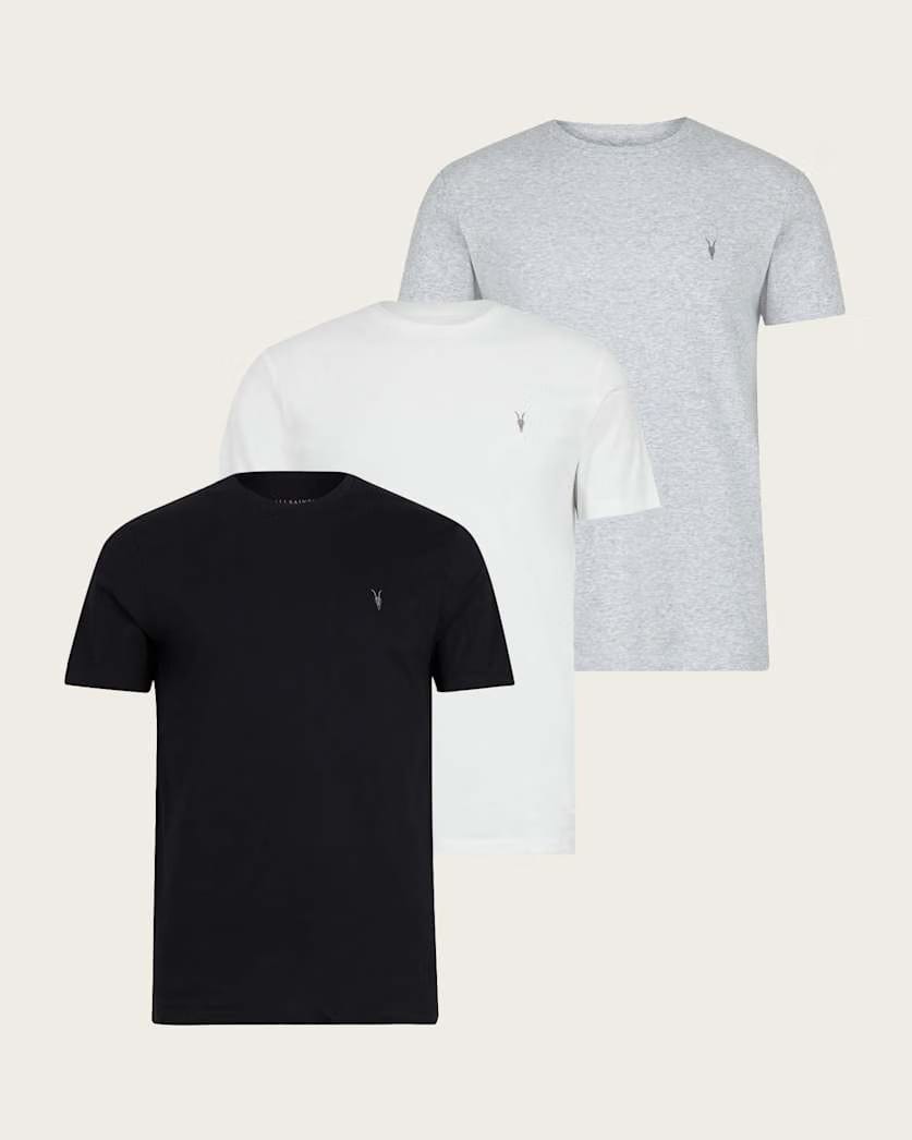 AllSaints Tonic Crew Neck Slim Ramskull T-Shirt Grey/White/Green