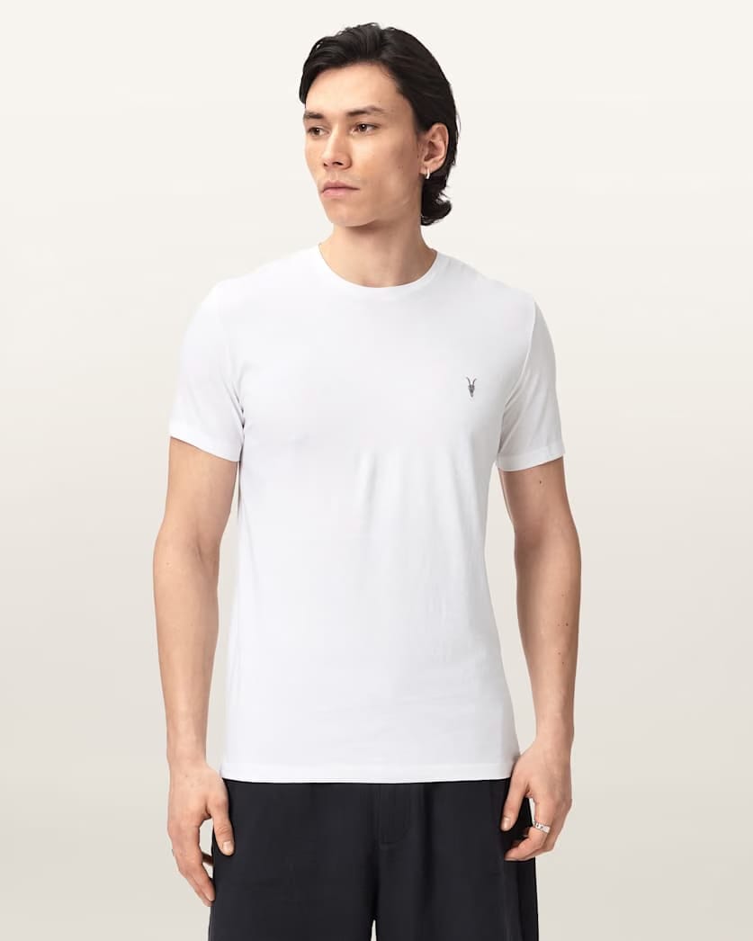 AllSaints Tonic Crew Neck Slim Ramskull T-Shirt Grey/White/Green