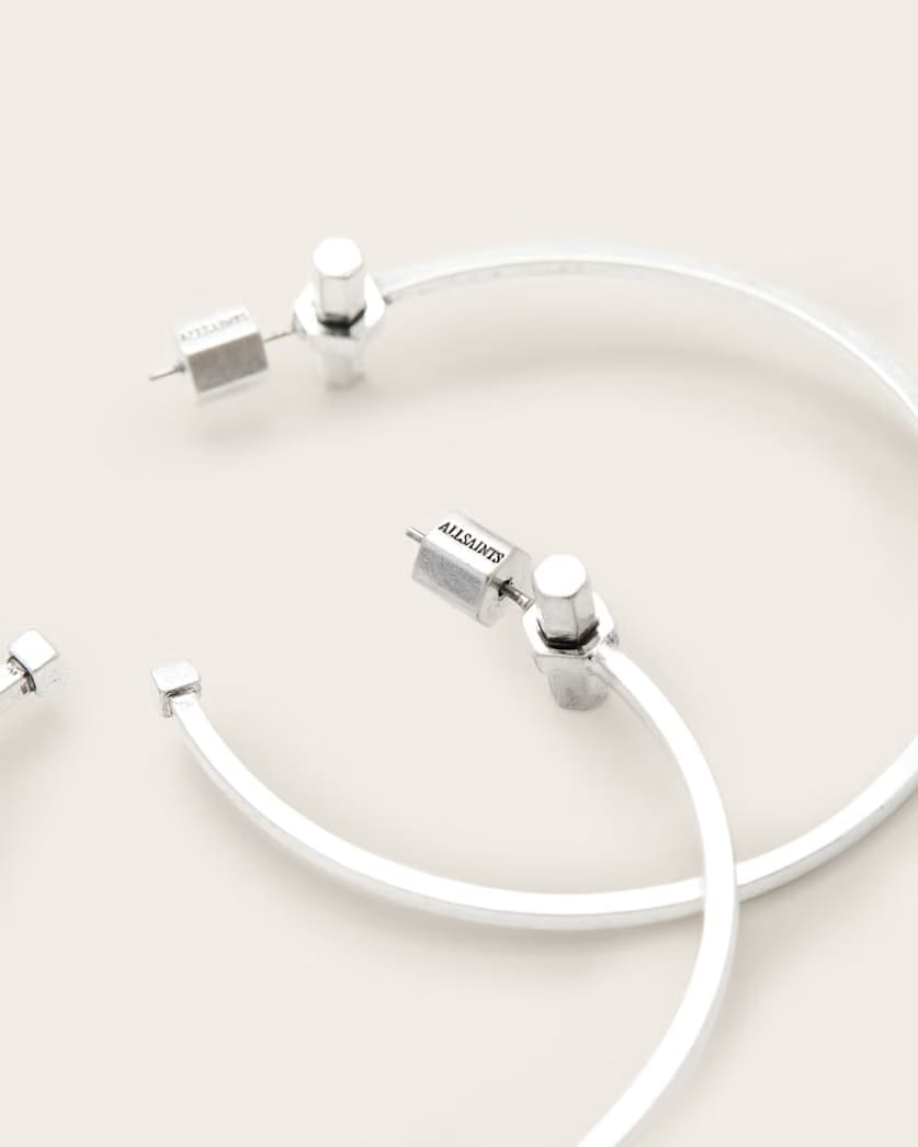 AllSaints Toggle Large Hoop Earrings Women's Warm Silver Women's