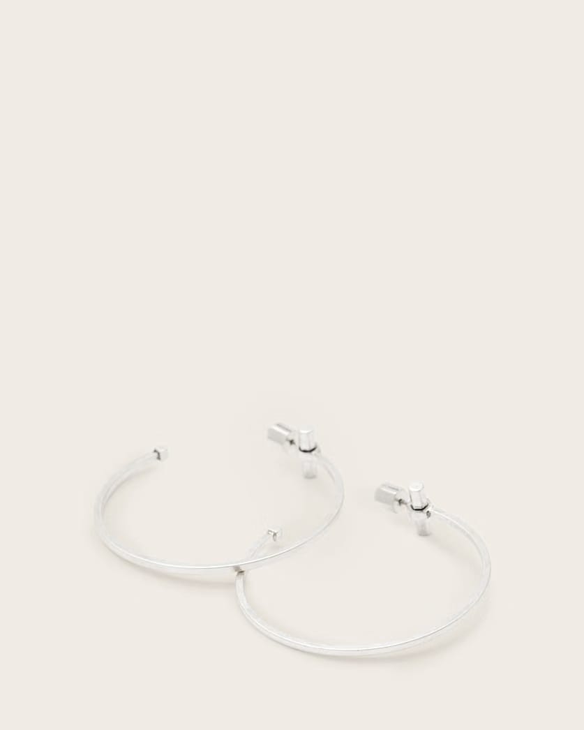 AllSaints Toggle Large Hoop Earrings Women's Warm Silver Women's