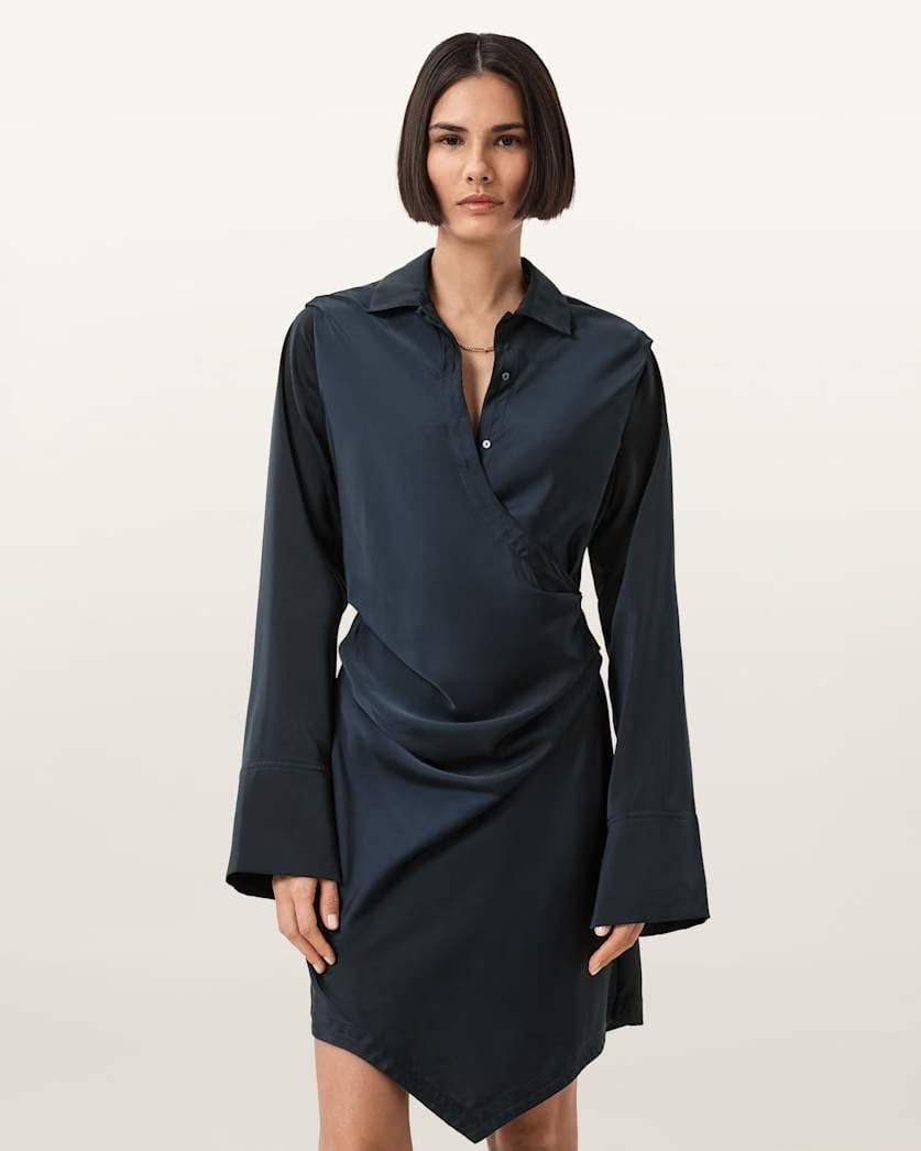 AllSaints Tira Satin Mini Dress Women's Collegiate Blue Women's