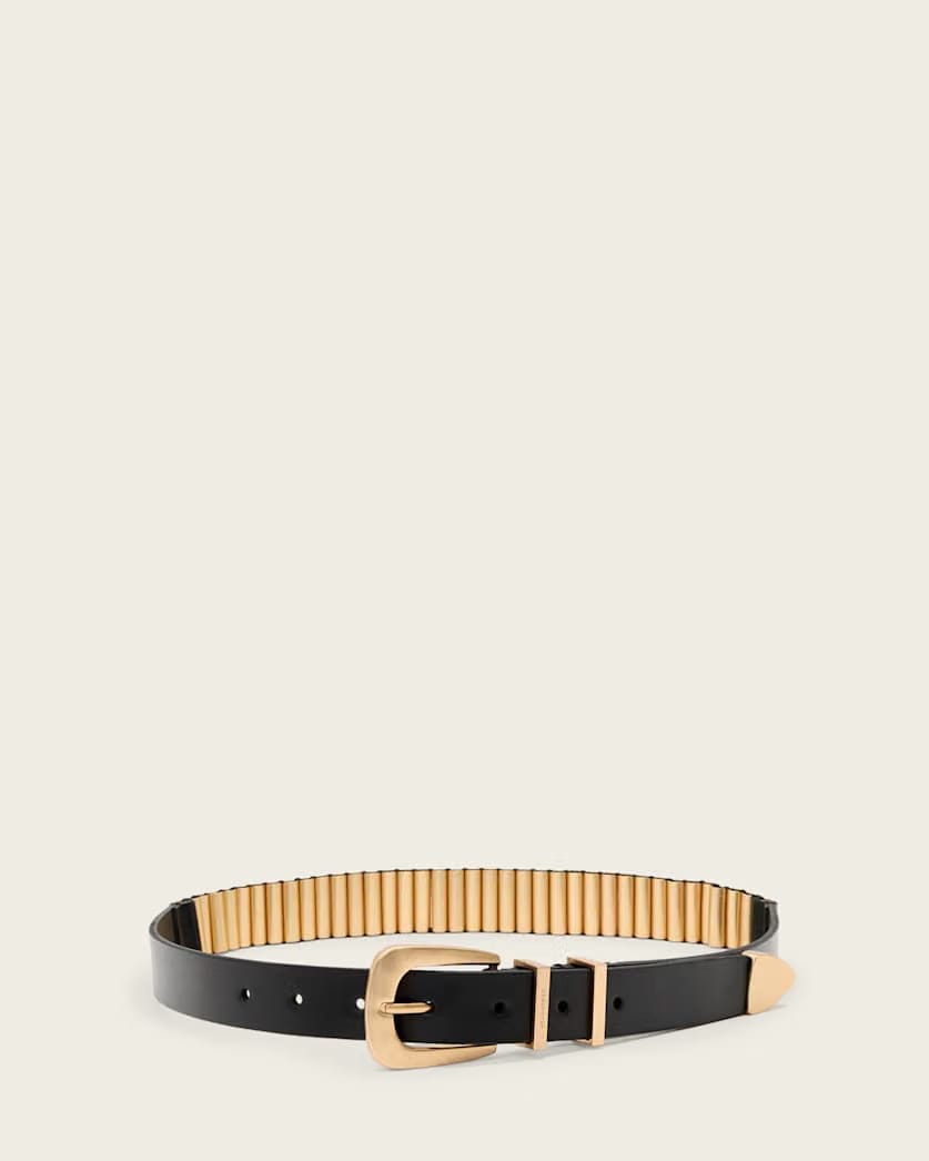 AllSaints Tess Skinny Leather Belt Women's Black Women's