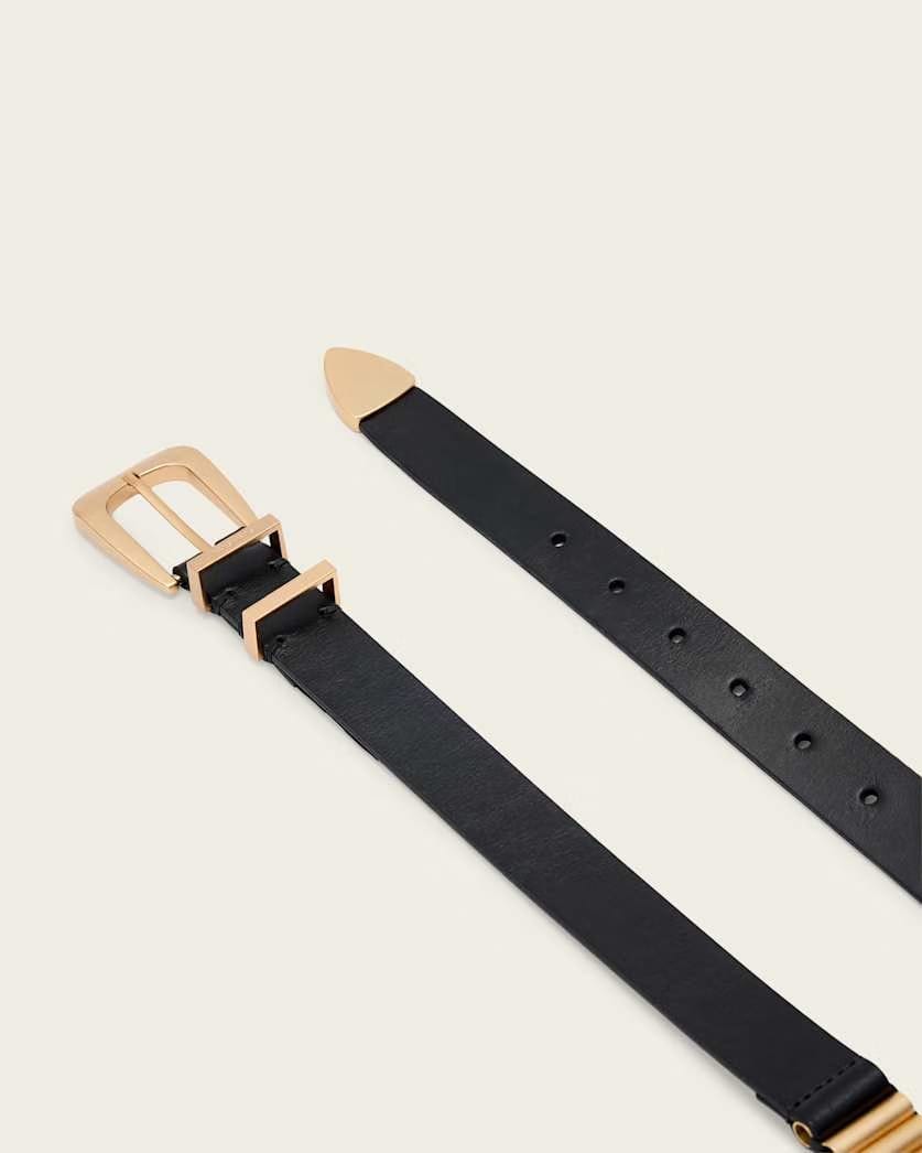 AllSaints Tess Skinny Leather Belt Women's Black Women's