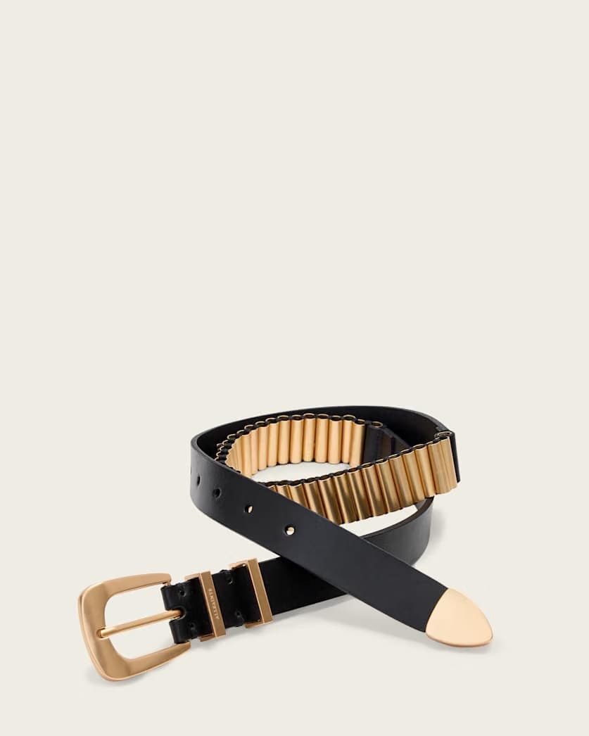 AllSaints Tess Skinny Leather Belt Women's Black Women's