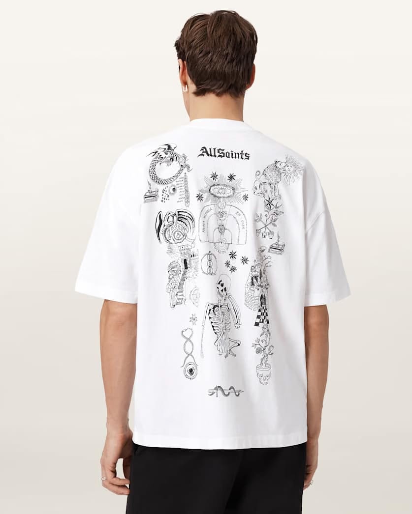 AllSaints Terra Oversized Graphic T Shirt Optic White