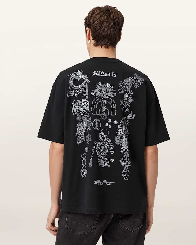 AllSaints Terra Oversized Graphic T Shirt Optic White