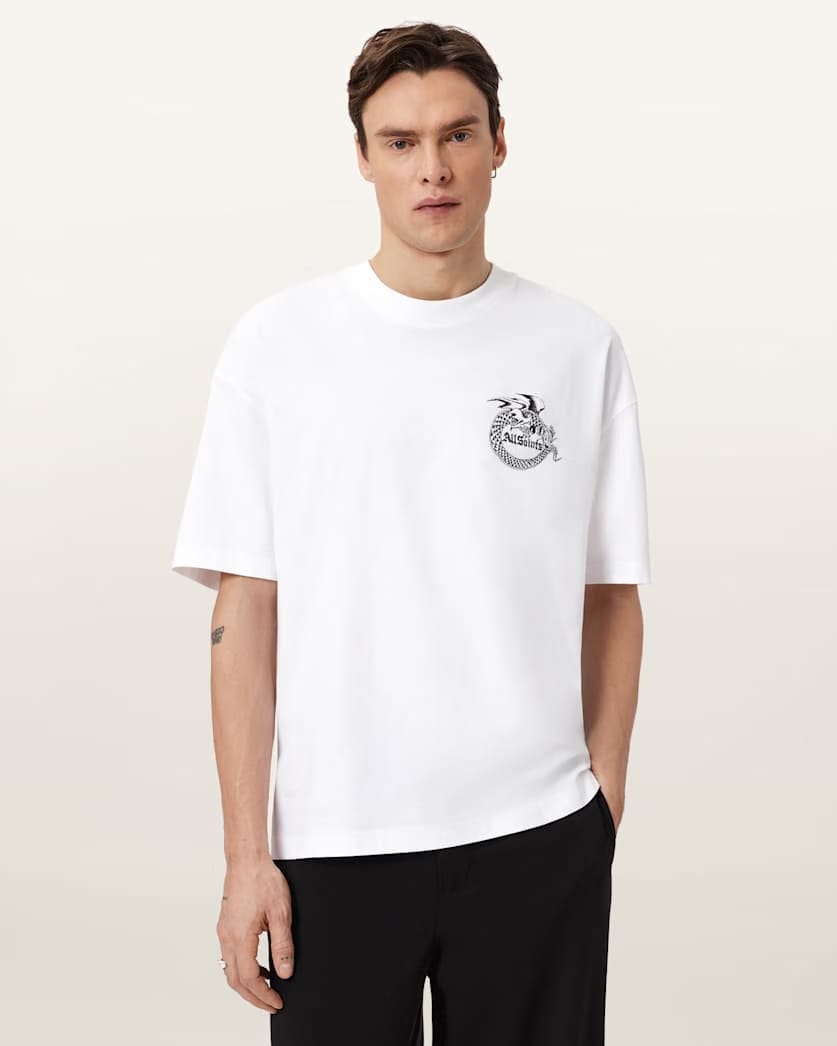 AllSaints Terra Oversized Graphic T Shirt Optic White