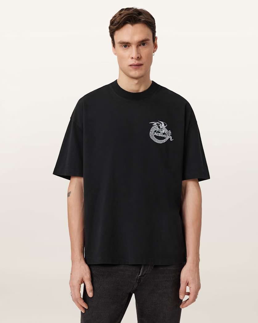 AllSaints Terra Oversized Graphic T Shirt Optic White