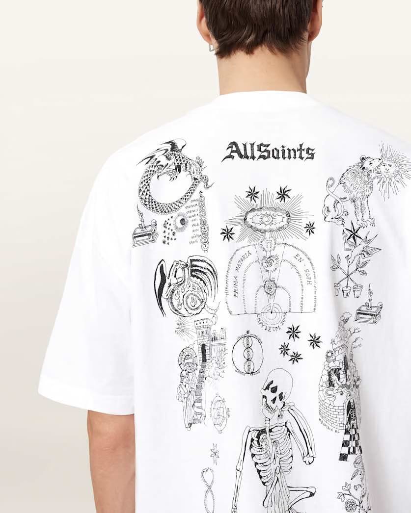 AllSaints Terra Oversized Graphic T Shirt Optic White