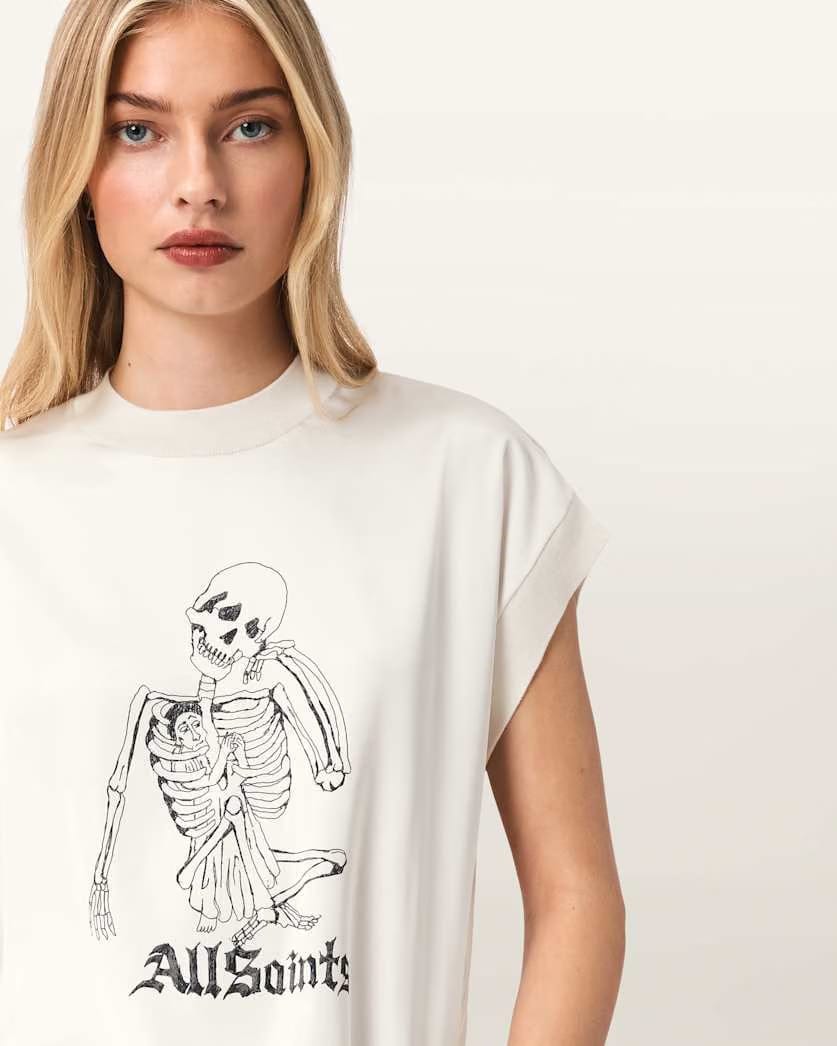 AllSaints Terra Knitted Graphic T Shirt Women's Chalk White Women's