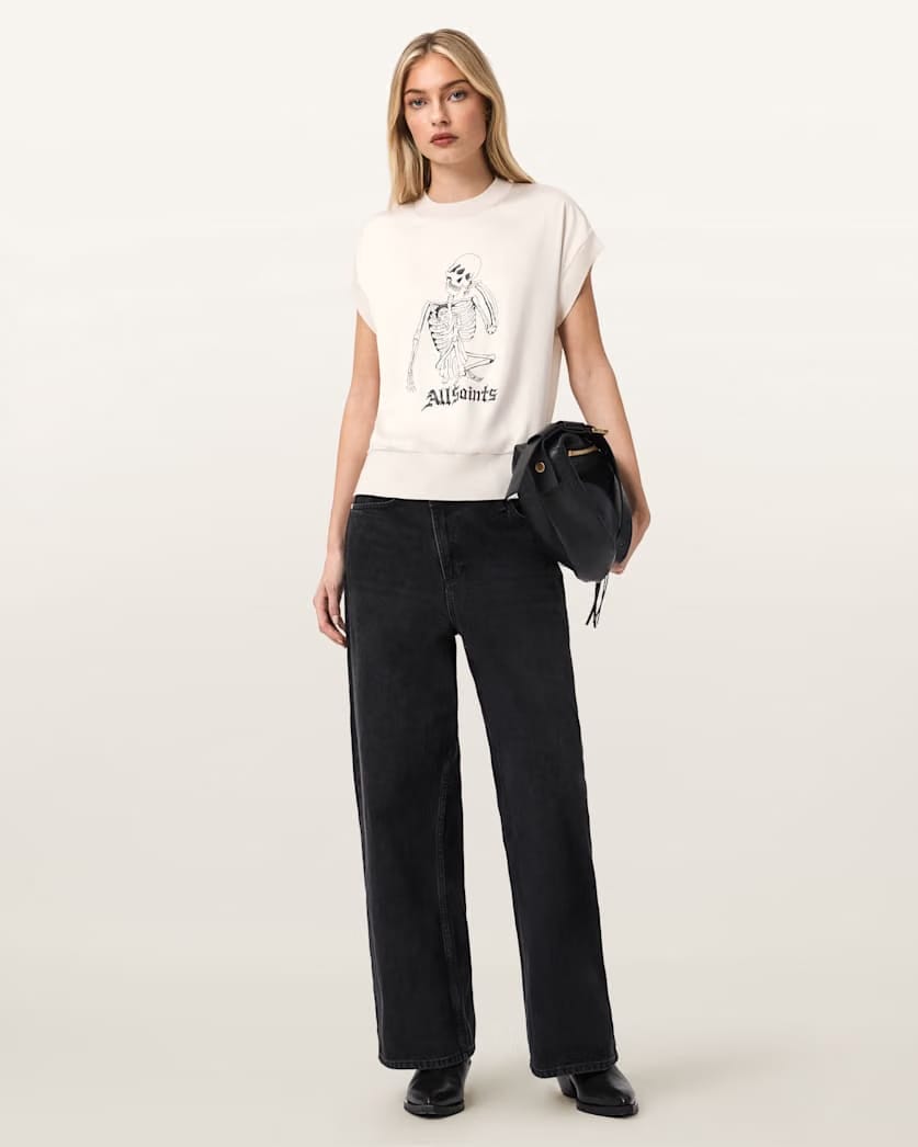 AllSaints Terra Knitted Graphic T Shirt Women's Chalk White Women's