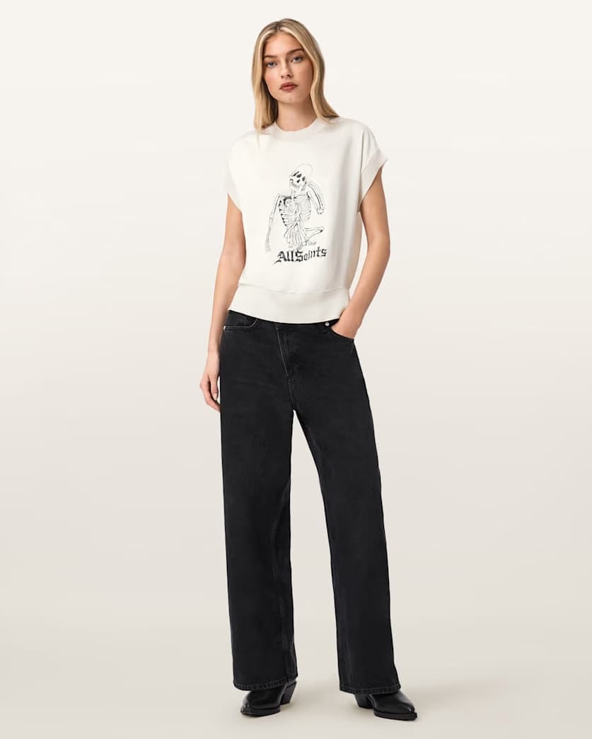 AllSaints Terra Knitted Graphic T Shirt Women's Chalk White Women's