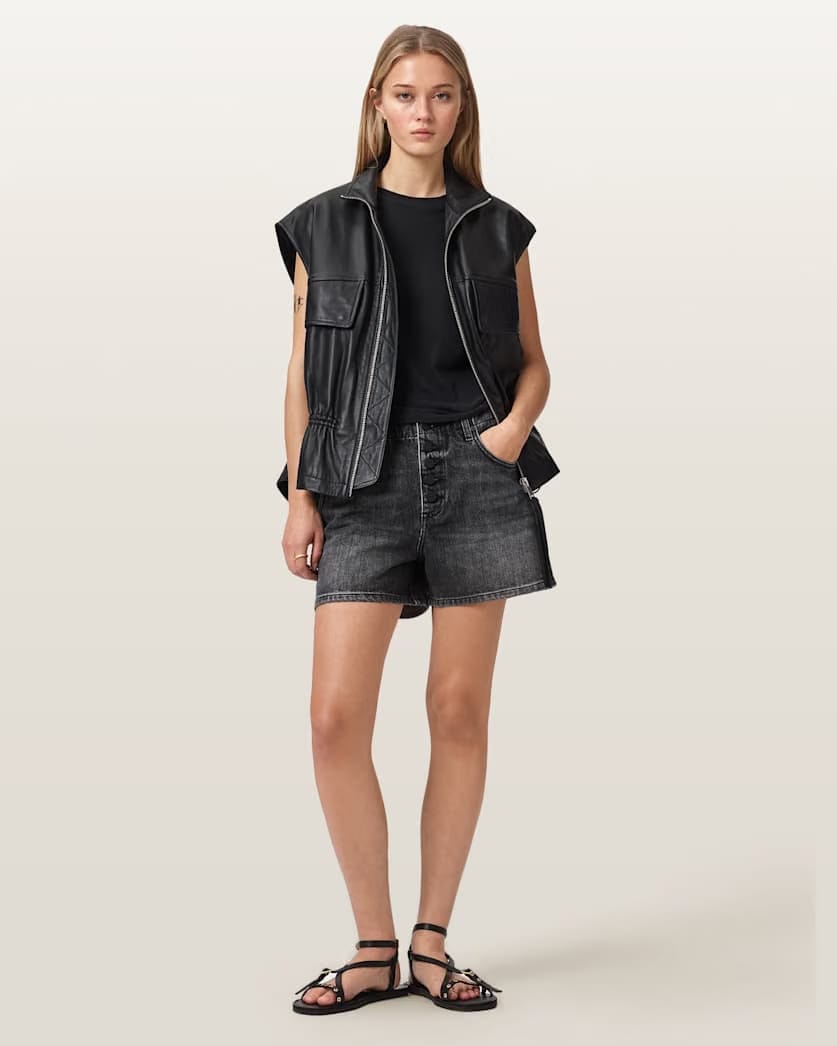 AllSaints Tay Mid Rise Denim Shorts Women's Black Women's