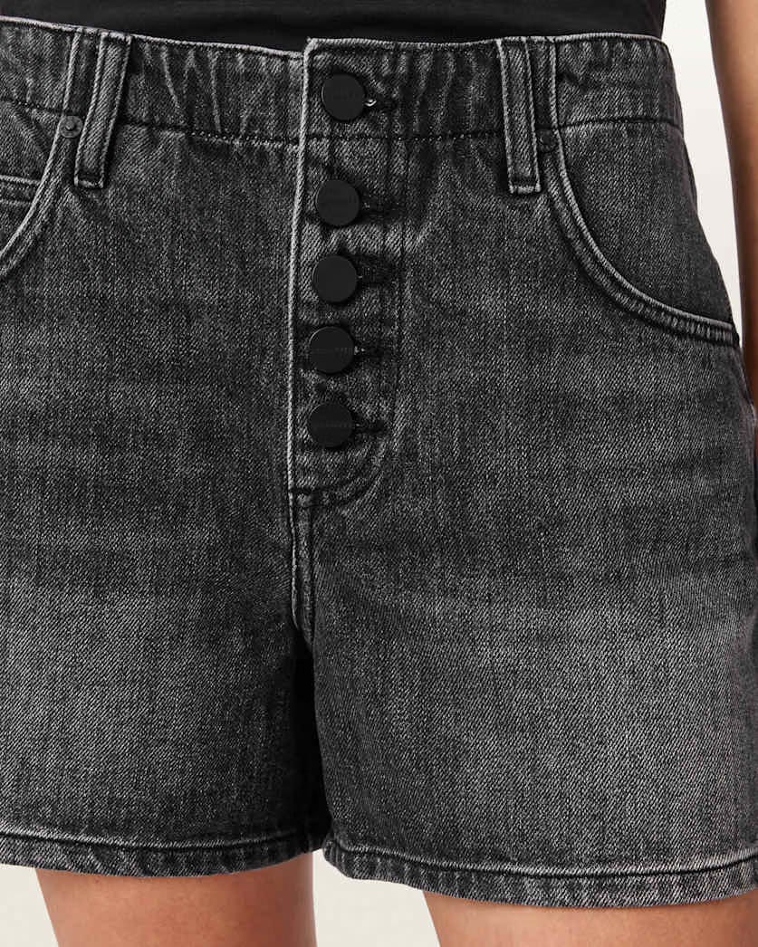AllSaints Tay Mid Rise Denim Shorts Women's Black Women's