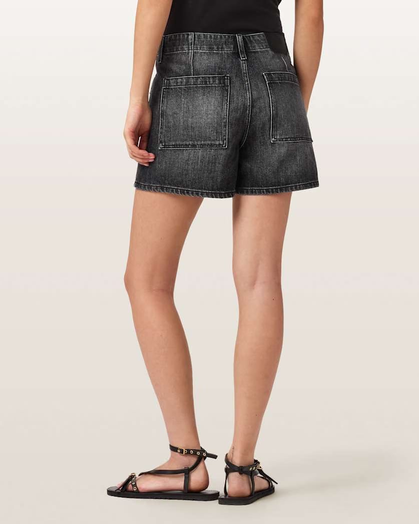 AllSaints Tay Mid Rise Denim Shorts Women's Black Women's